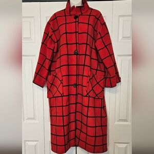 Vintage Embellish Red and Black window pane Coat.